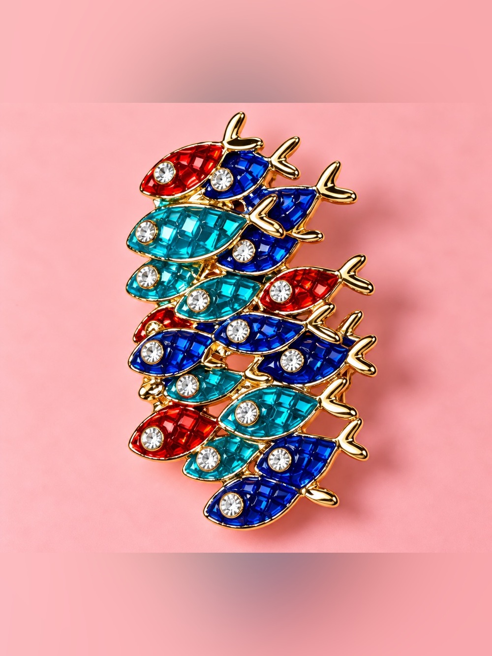 Decorative Fish-Shaped Aquarium Ornaments - Blue, Teal, Red